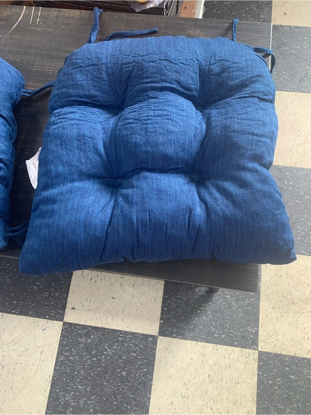 Brand New Blue Tufted Chair Cushions - Set of 2